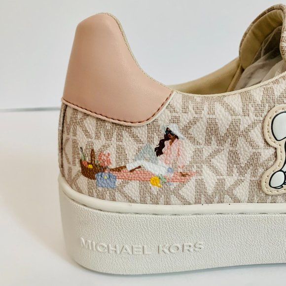 MICHAEL KORS POPPY LACE UP MK SIGNATURE PARIS GIRL PRINT SNEAKERS SHOES - Picture 9 of 13